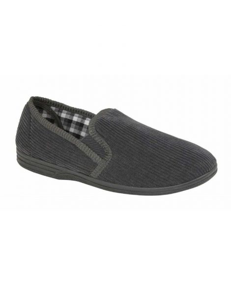 Mens Comfy Slippers | Warm Cosy Full Hard Sole Soft Grey Slippers